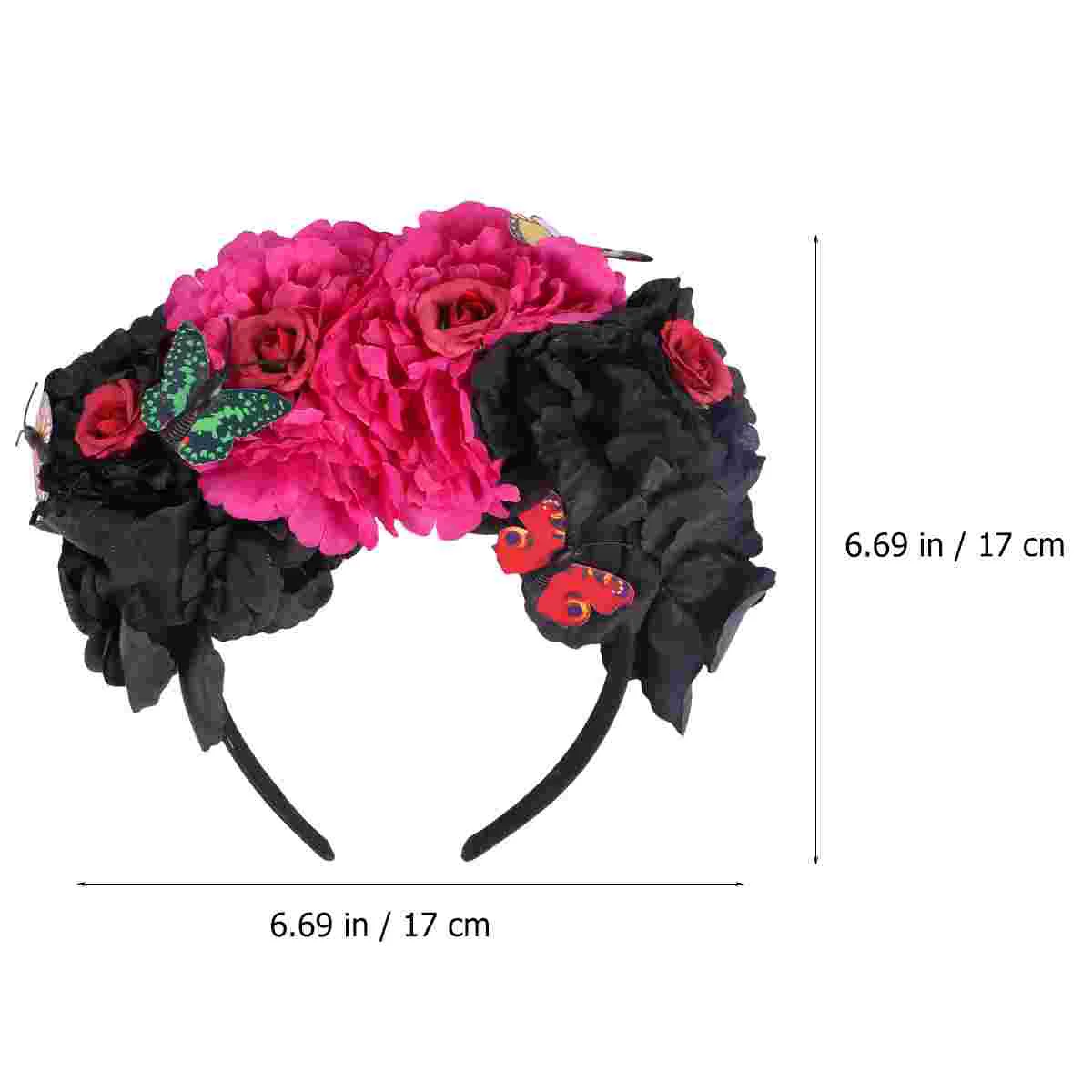 Garland Floral Headpiece Flower Headband Girls Hair Accessories Decoration Black Plastic Halloween Festival Headdress