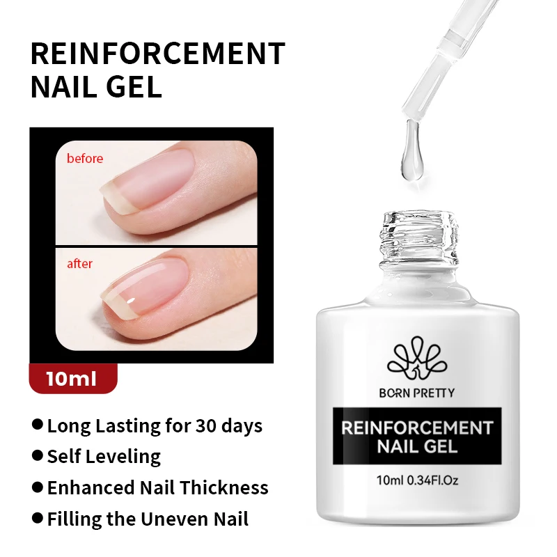 BORN PRETTY 10ml Reinforcement Gel Nail Polish Self-leveling Gel Construction Gel Thick Base Gel Hard Painting Gel Varnishes