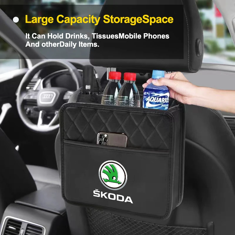 Car Storage Bag Multi-function Seat Back Storage Pocket Suspension For Skoda Octavia Fabia Kamiq Kapoq Kodiaq Rapid SCALA Superb