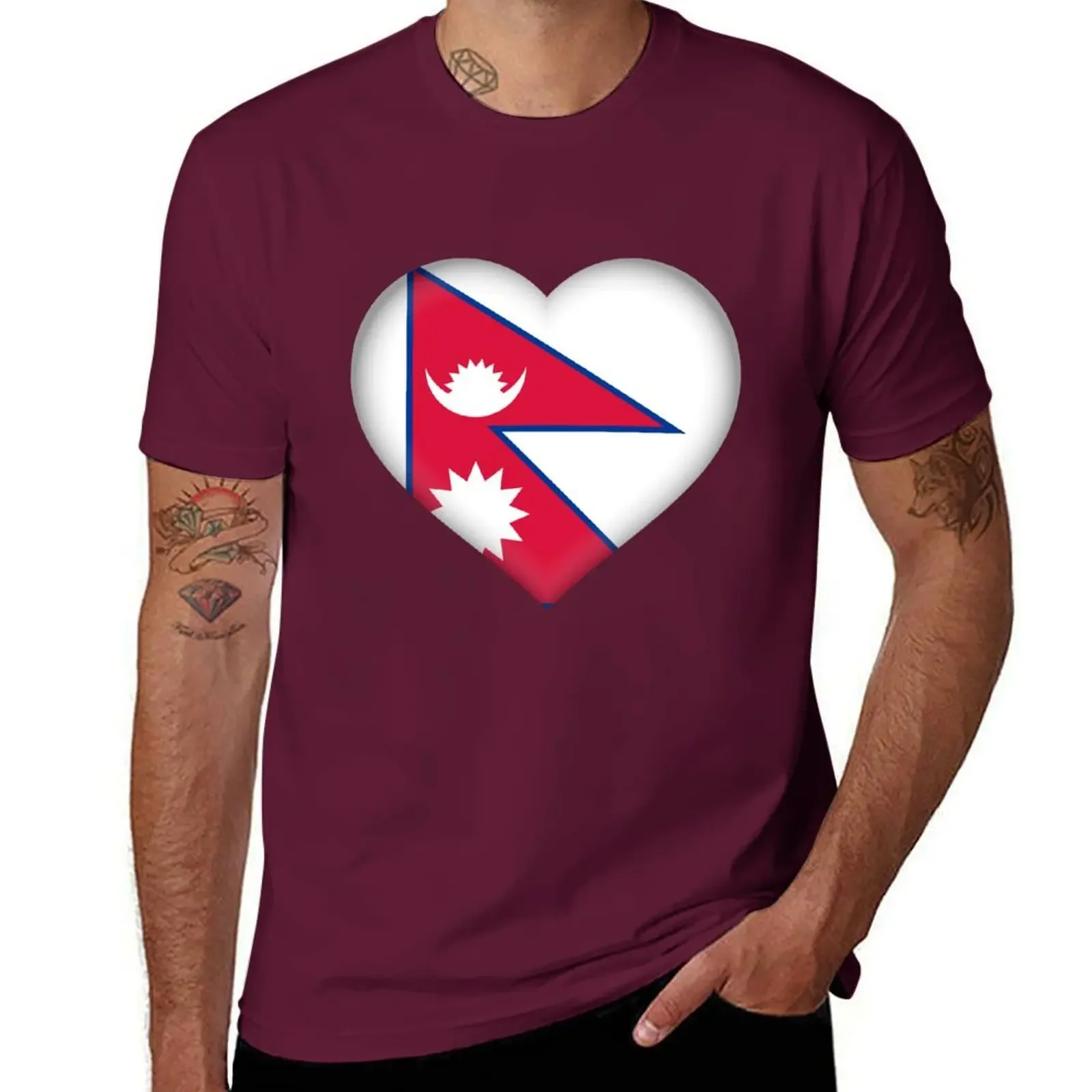 Vintage Summer Tops Sweat Funny T Shirts for Men I Love Nepal Design Nepalese Nepali Flag Heart Outfit T-shirt Graphic Oversized