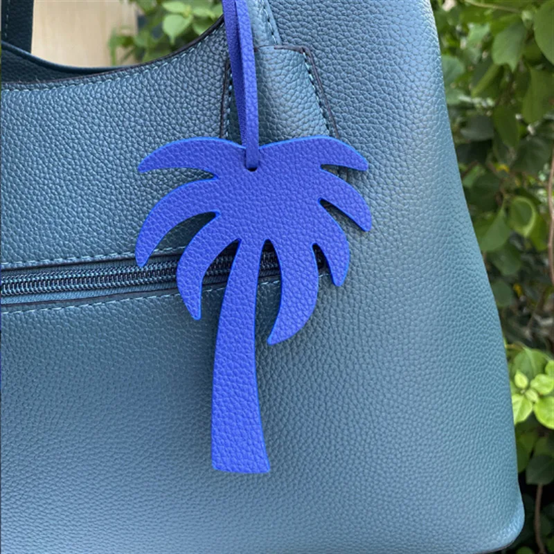 Creative Coconut Tree Keychain, Leather Rope Bag Charm Handmade Accessories for Backpack Luggage, Unique Summer Beach Gift Decor