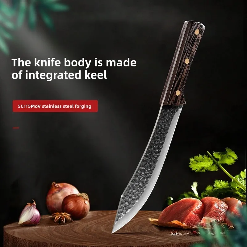 

7" Forging and boning knife Stainless SteelCleaver Knives For Meat Fruit Vegetables Wooden Handle Knife Bowie Knife