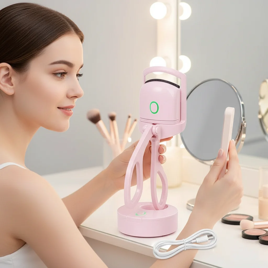 Rizador de pestañas eléctrico portátil Mini rizador de pestañas en caliente recargable para un fácil peinado