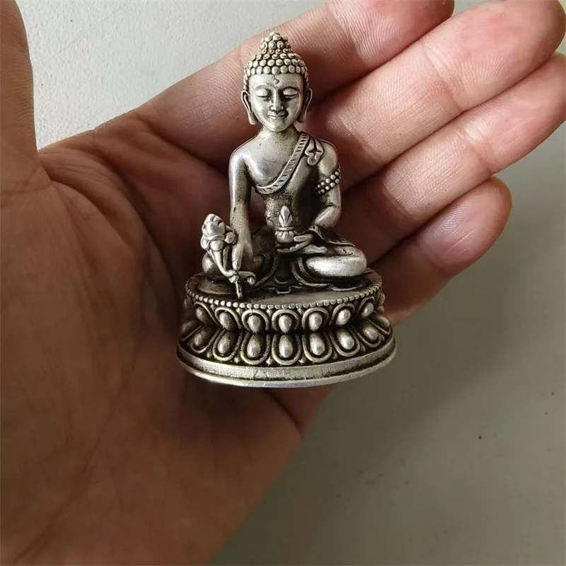 

White Copper-plated Silver Buddha Statue Creative Ornament Home Garden Decoration Tea Pet Ornament Miniatures Figurine Craft