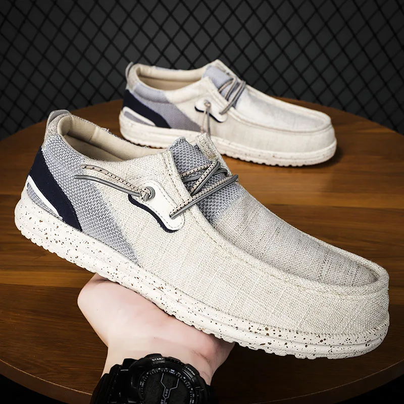 

Soft and Breathable Men's Casual Canvas Shoes Lightweight and Soft Soled Anti Slip Driving Shoes Loafer Shoes