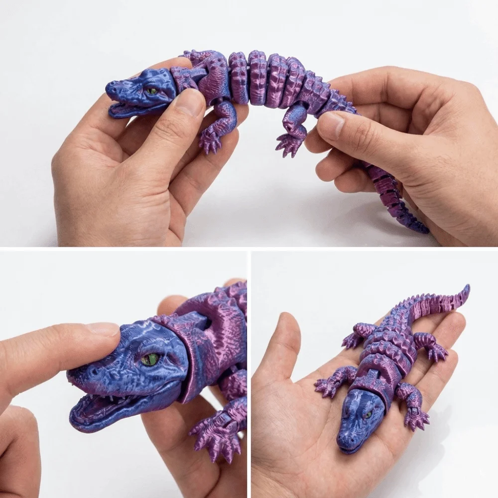 Creative 3D Printed Simulation Crocodile Model Moveable Multi-joint Crocodile Figure Model Flexible Articulated