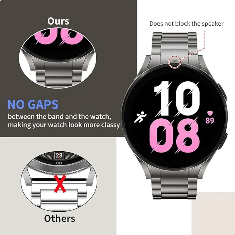 No Gap Titanium Metal Strap For Samsung Galaxy Watch 6 Classic 47mm 46mm 43mm 5Pro Light Bracelet Watch 7/6/5/4 44mm 40mm Belt