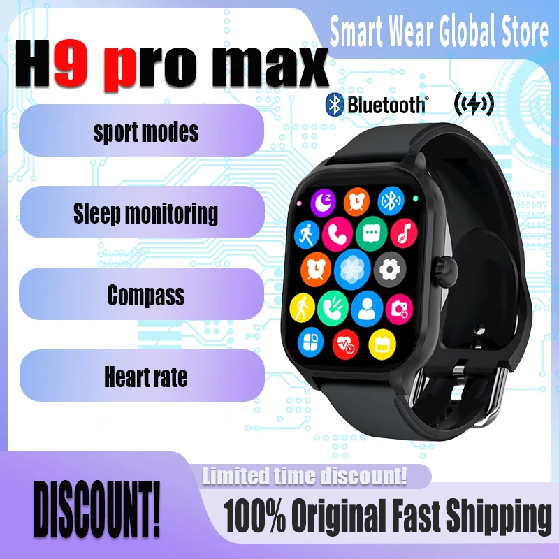

New Smart Watch H9 Pro MAX 2.01-inch HD Display Bluetooth Call Message Alert Sports Mode Smartwatch For Men Women