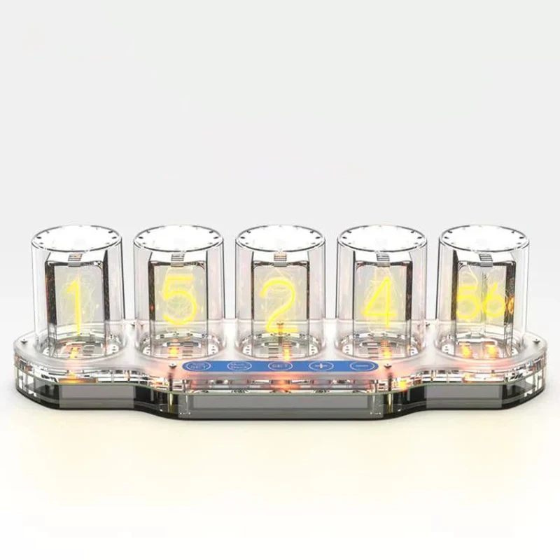 RGB Nixie Tube Clock LED Transparent Acrylic Glow Digital Tube Clocks Electronic Watch Table Clock Home Desktop Decorations Gift