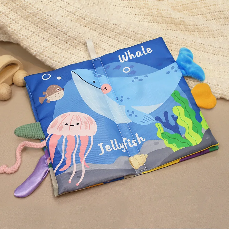Leuk stoffen boek met cartoonstaart, onbreekbaar stoffen babydoekboek, stoffen boek voor vroeg onderwijs, babyspeelgoed