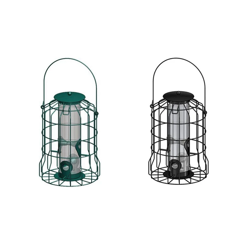 Bird Deterrent Feeder Rust-Proof Hanging Bird Feeder Cage For Garden Backyard Squirrel-Proof Wild Bird Feeder