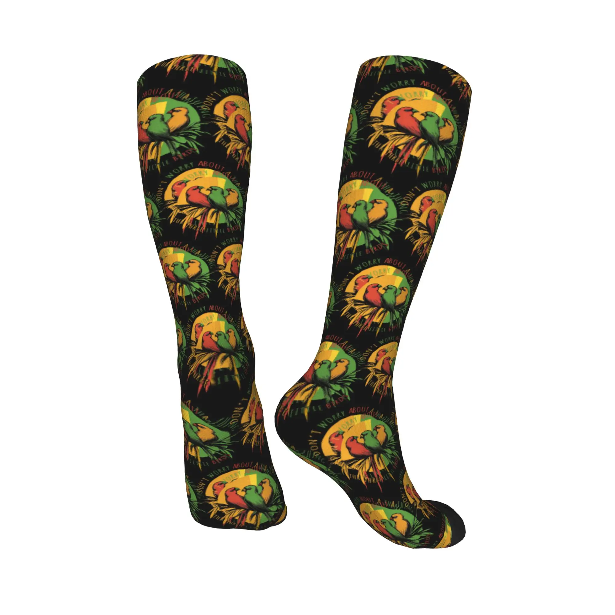 Kawaii три маленьких птицы, носки в стиле регги, чулки в стиле Харадзюку, всесезонные длинные носки, аксессуары для подарков унисекс