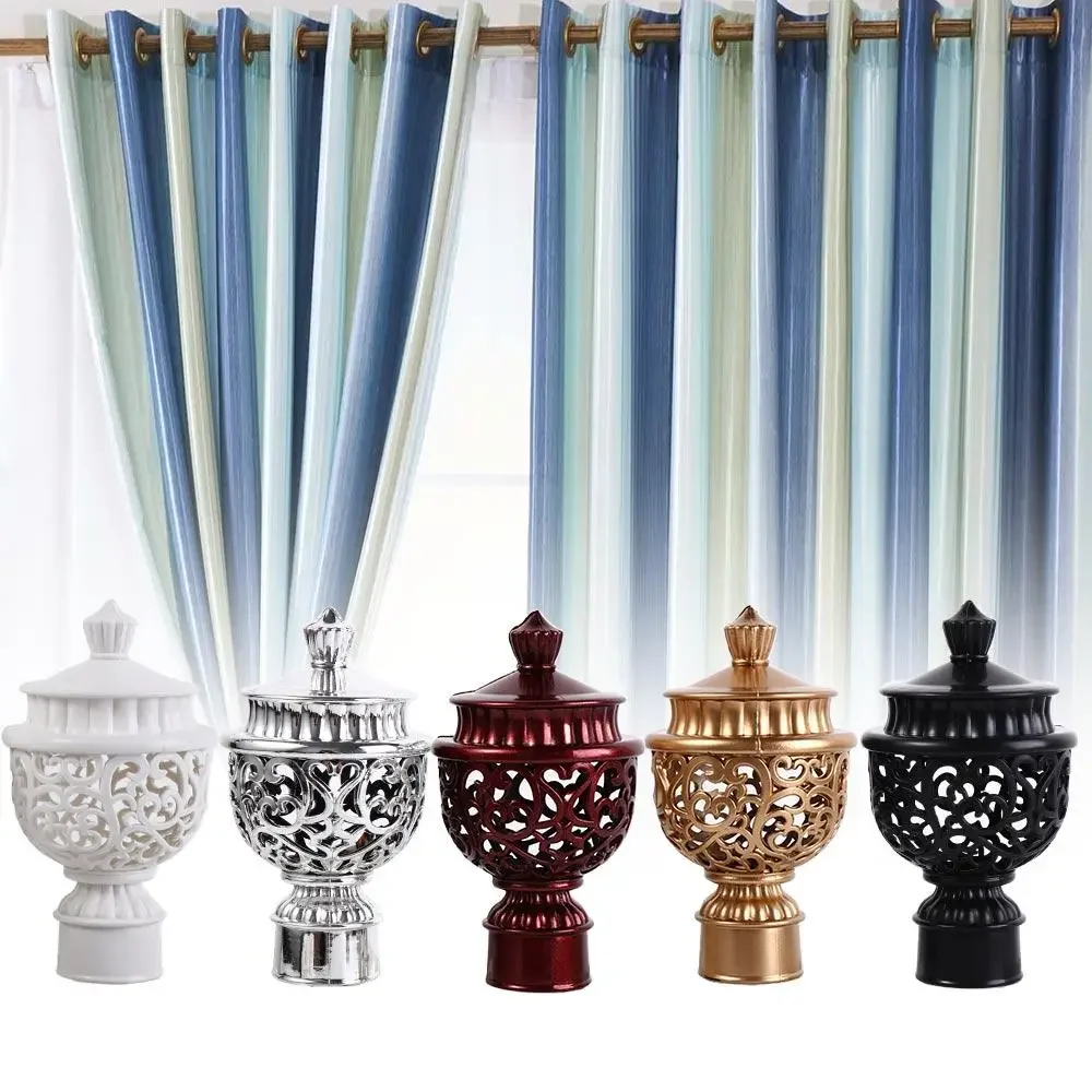 Retro Plastic Decorative Hollow Out Curtain Rod Cap Drapery Rail Ends Curtain Accessories Curtain Rod Head