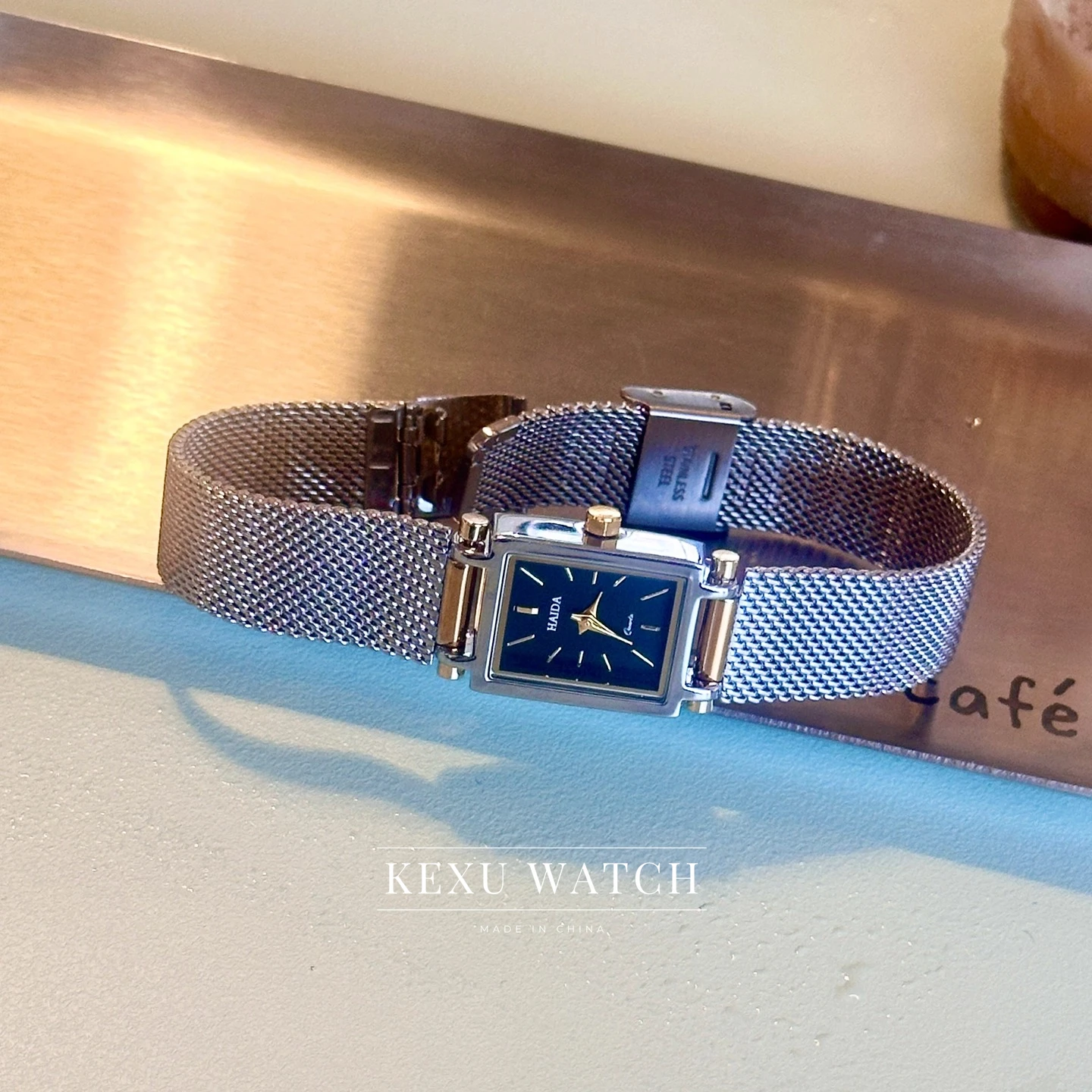 Женские часы Haida, двухцветные элегантные женские часы, женские часы с квадратным циферблатом и сетчатым ремешком, элегантные женские часы оптом