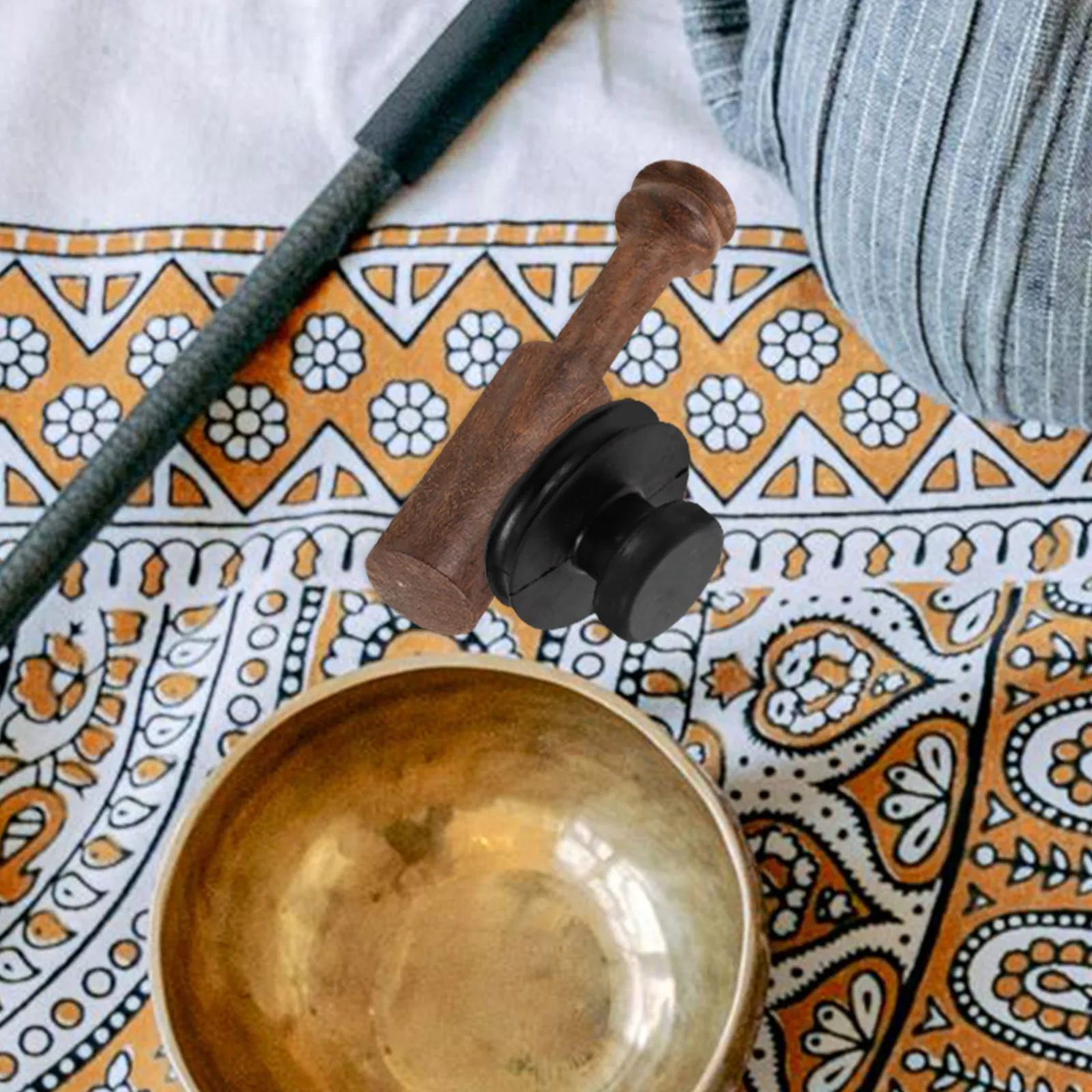 1Set Singing Bowl Handle Rubber Suction Peach Wood Lifter Strong Load Durable Sound Bowl Tool Bowls Suction Buddha Lift Handle