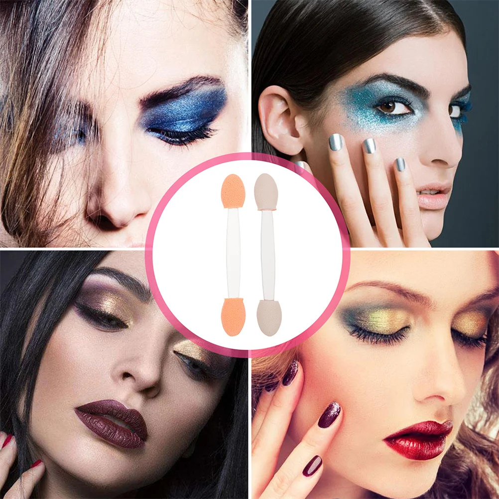 Brosse à fard à paupières jetable à double extrémité, pointes en éponge en Latex, outils de maquillage Non toxiques pour femmes, éponge de conception d'ombre à paupières 50 pièces