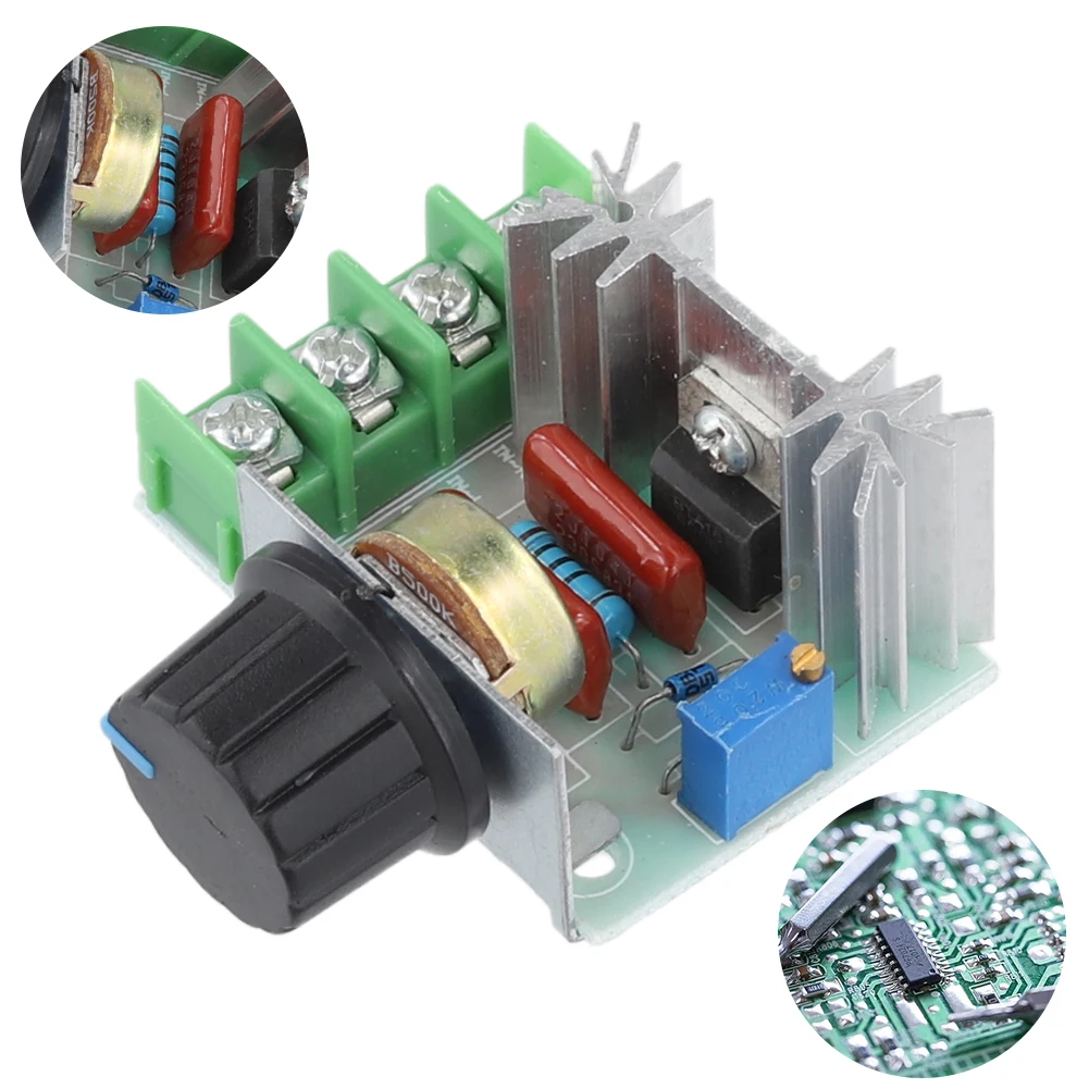 

Регулятор скорости двигателя 2000 Вт, диммер, AC 220В, электронный модуль регулировки напряжения, SCR-контроллер скорости двигателя