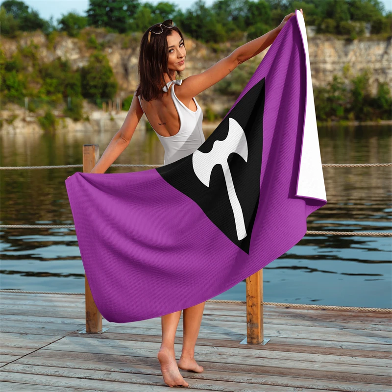 

Gaslight Gatekeep Girlboss Labrys Lesbian Flag Pride LGBT Waffle Beach Towel 150cm x 75cm