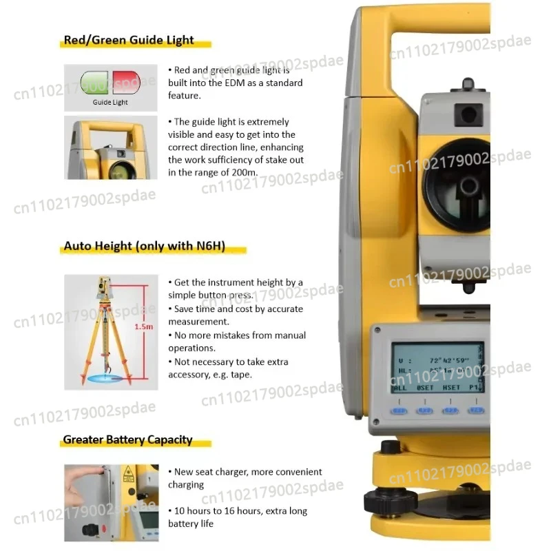 High Precision Single Prism Total Station  N6/NTS-362R10U 2'' Accuracy and 5000 Meters Detection