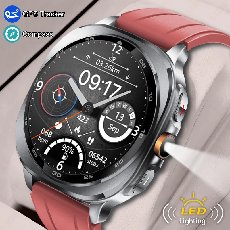

LIGE GPS Smart Watch Premium Military Bluetooth Call Outdoor Sports 3ATM Waterproof AMOLED 1.43 Inch Screen New Smartwatch Men