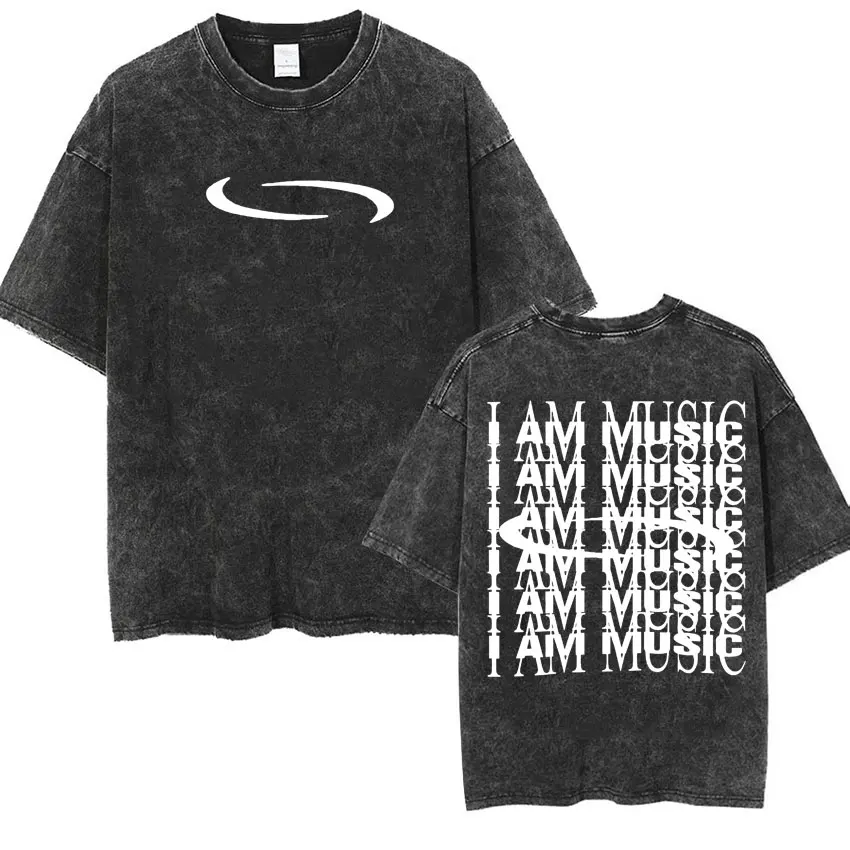Ropa para hombre, camiseta para hombre, camisetas gráficas para hombre, camiseta Retro lavada Playboi Carti I AM MUSIC Logo, camiseta de manga corta con cuello redondo Y2k