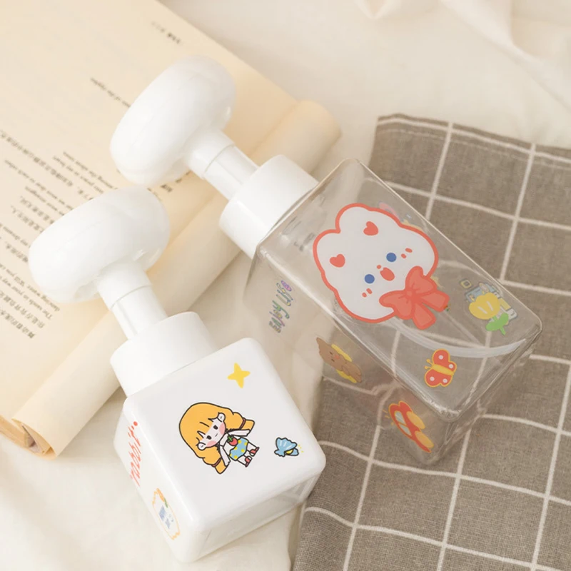 Creative Cute Flower Foam Press Bottle Bathroom Lotion Shower Gel Hand Soap Foamer Household Cleaning Accessories