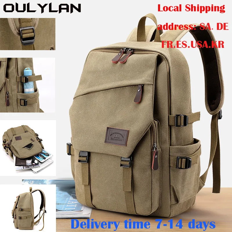 Oulylan Computer Bag 15.6 Inch Men's Backpack Travel Shoulder Bag Leisure Fashion Trend Students Schoolbag  Korean Back Pack Moc