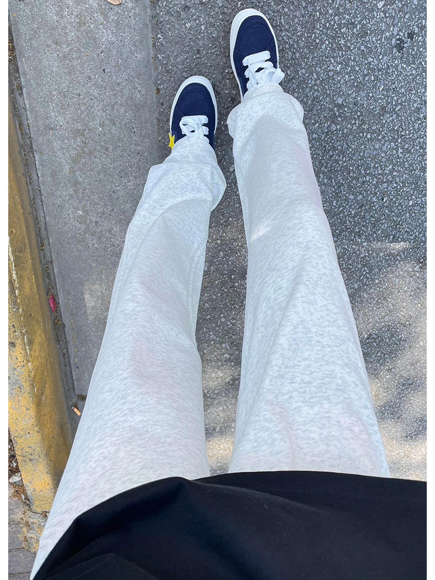 

High Quali White ey Men's Fitn Trousers Autumn American Sle Casual Flared Straight Leg Soft Comfortable Cotton Blend