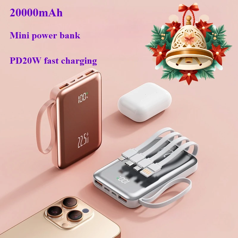 New Mini 20000 MAh Mobile Power Bank with Four-wire 22.5 Fast Charging Power Bank for iPhone Xiaomi