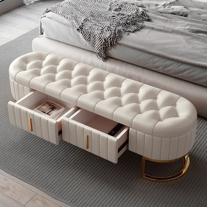 Sgabello da comodino leggero e di lusso per la casa, comodino, camera da letto, guardaroba, divano, cambio scarpe, camera da letto principale con panca a cassetti