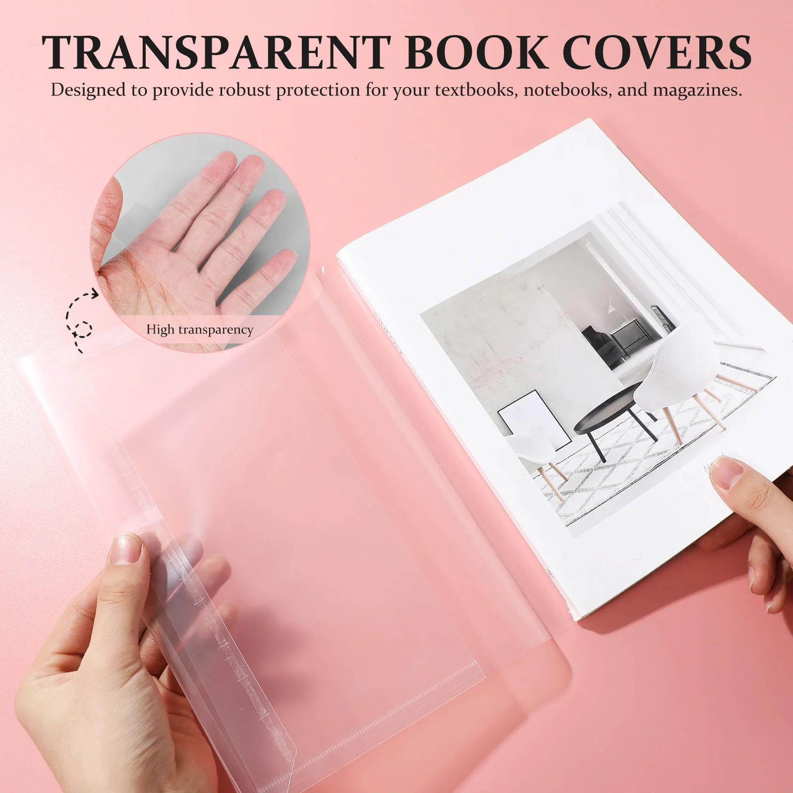 

5Pcs Transparent Plastic Book Covers Waterproof Clear Protective Film for School Exercise Books Clear Book Cover