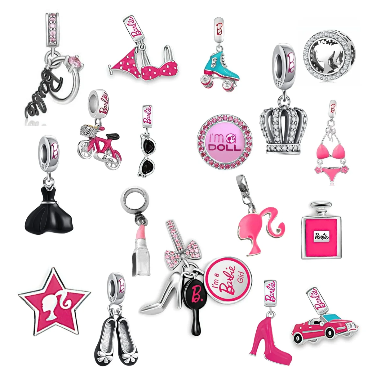 

925 Silver Charm Lipstick High Heels Sunglasses Bikini Pendant, Fit European Original Bracelets DIY Jewelry Exquisite Jewelry