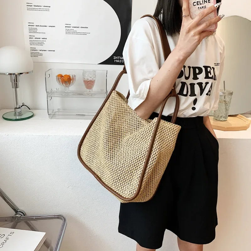 

New summer weaving niche large-capacity hollow armpit women's bags versatile casual bag single shoulder crossbody female