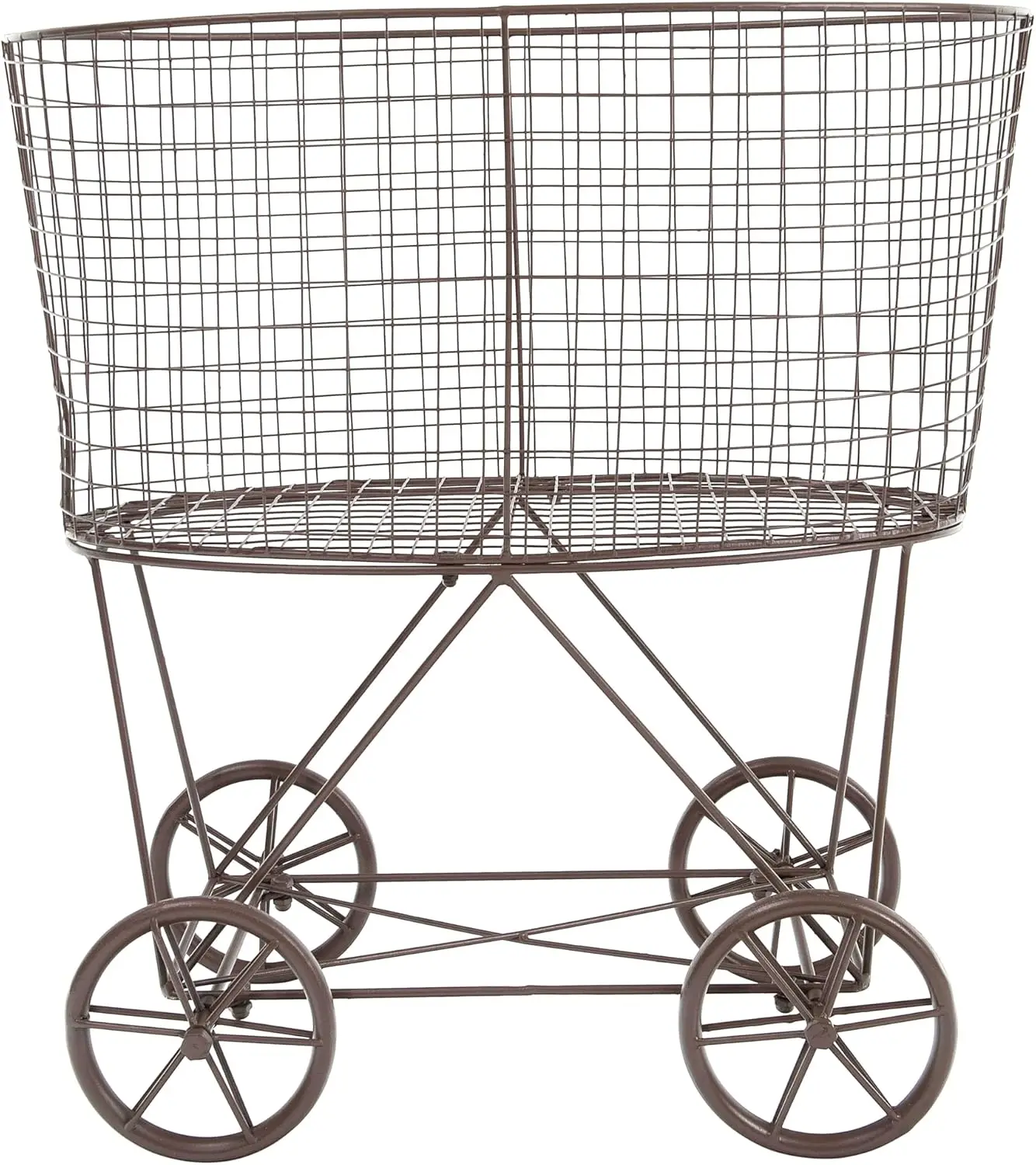 

Vintage Metal Laundry Basket on Wheels, Rust, Farmhouse Decor, 25x15.75x27 inches