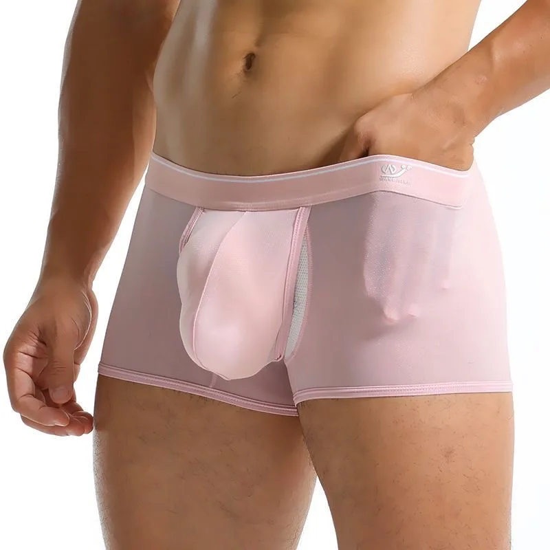 Pantaloni di seta di ghiaccio Custodia aperta da uomo Mutandine sexy Separazione di proiettili Scroto Mutande fisiologiche Boxer sottili e traspiranti