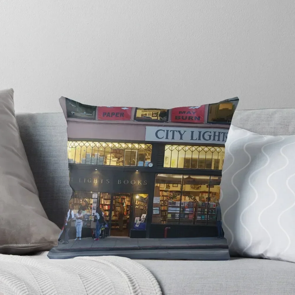 

city lights bookstore Throw Pillow anime girl pillow cover luxury pillow