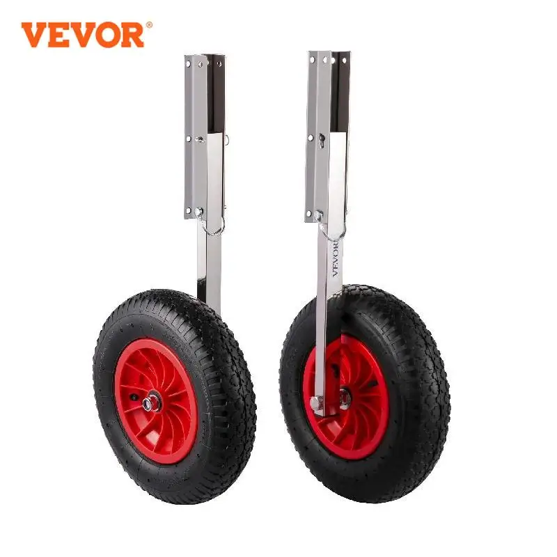 VEVOR 600 LBS Inflatable Boat Launching Wheels Stainless Steel Transom Dolly Trailer Tires Towing Cart for Rowboats Kayak Dinghy