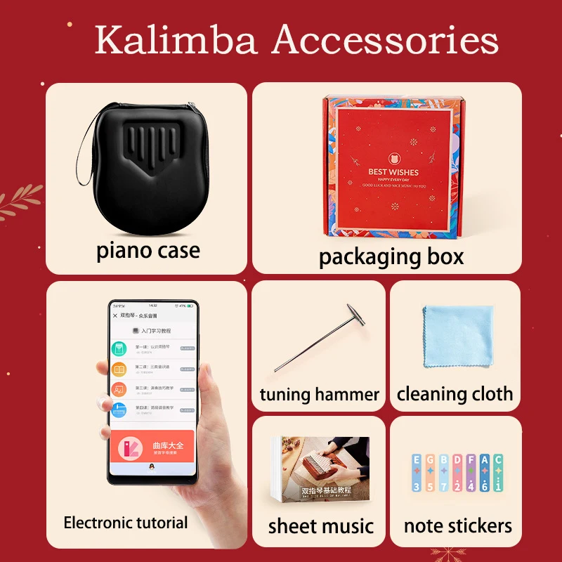 Christmas Kalimba 17 21 Key Acrylic Thumb Piano Beginner Calimba Music Keyboard Cute Kalimbas for Kids Musical Instrument Gifts