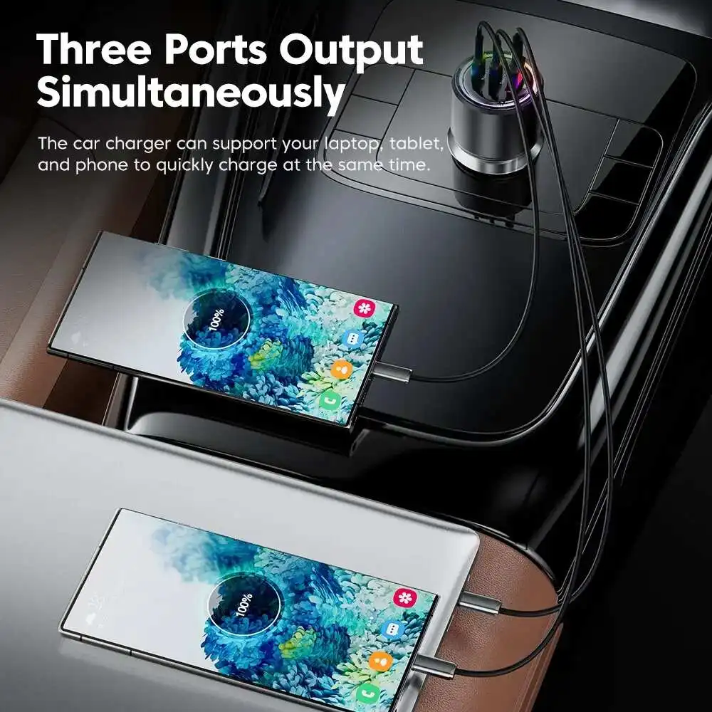 TQ-CC14 USB-A อะแดปเตอร์ที่ชาร์จแบตในรถ PD 3พอร์ต USB 175W + PD3.0 2Type-C QC3.0ชาร์จเร็วสำหรับสมาร์ทโฟน Mate50