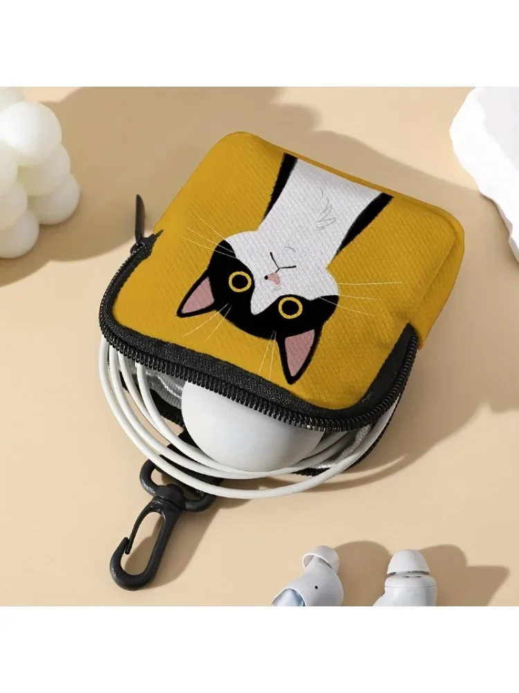 

Zipper Key Earphone Coin Organizer Storage Pouch Bag Kids Gift Cat Pattern Printing Coin Purse Large Capacity Coin Wallet