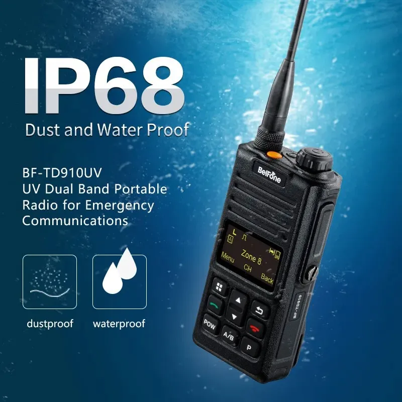 Belfone BFDX BF-TD910UV UHF VHF راديو 5 واط 3773CH DMR راديو المهنية اسلكية تخاطب IP68 TD910