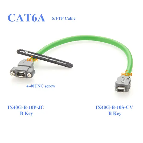 ix 산업용 B형 잭-플러그 커넥터 케이블 CAT6A S/FTP 패치 케이블 어셈블리 이더넷 패널 마운트 코드 신호 직렬 버스