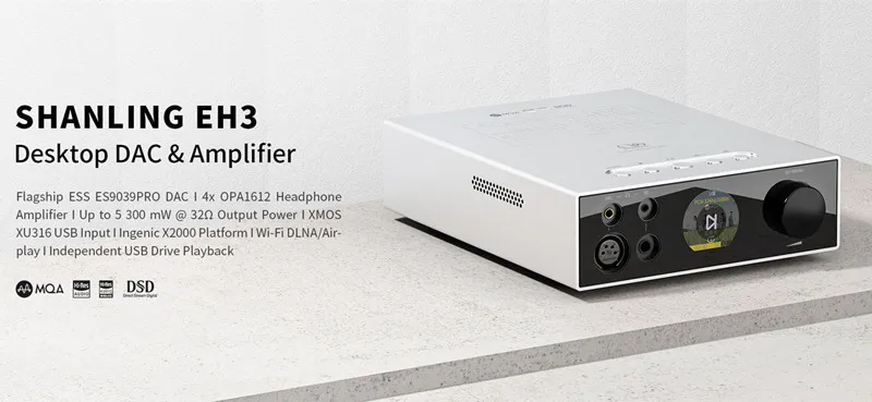 

2025 hot sale SHANLING EH3 MQA Desktop DAC AMP Streamer Headphone Amplifier ES9039SPRO 4* OPA1612 XU316USB Chip Hi-Res o DSD