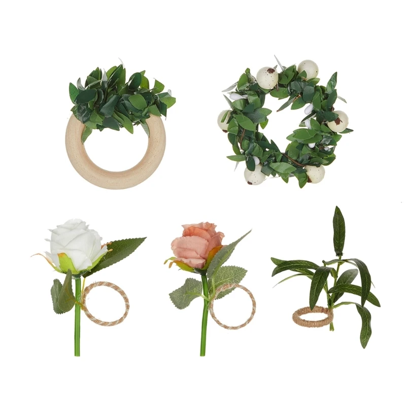 Clipe guardanapo flor simulado único clipe guardanapo planta artificial decorações exclusivas clipe