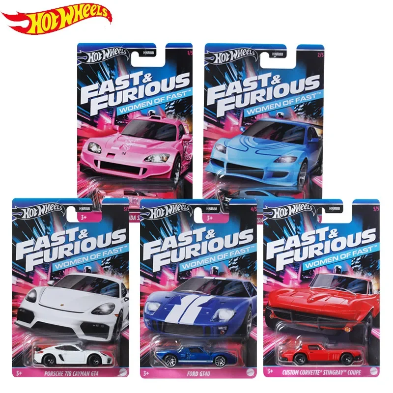 Paquete de 5 ruedas originales Hot Wheels Fast and Furious HNR88 D, coche en miniatura Hotwheels Gatos Posche 1/64 Hotweheels, modelo de coche Hoteelws