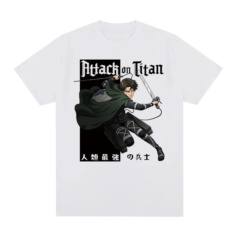 Attack On Titan Rival Ackerman Levi Vintage T-shirt Hip Hop Streetwear Graphic Cotton Men T shirt New Tee Tshirt Womens Tops