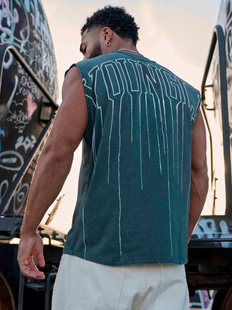 2025 YA New Men's Tank top Gym Cotton Workout Fitness sleeveless shirt men Pullover Round Neck Sports vest men Undershirt image 6