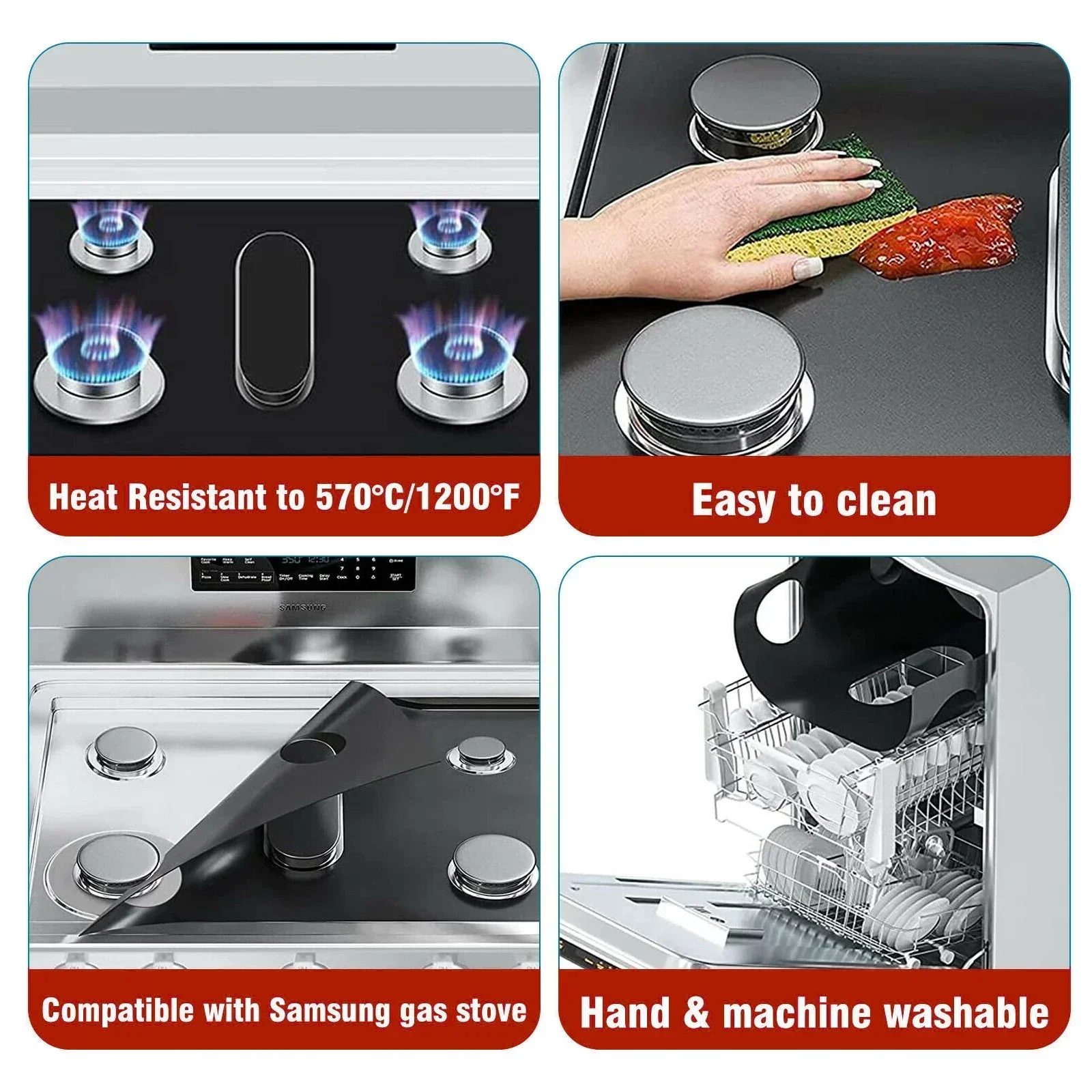 0.2mm Gas Stove Protectors Cover Liner 5 Holes Anti-Oil Gas Range Stovetop Burner Cooker Protective Covers Mat Kitchen Tools