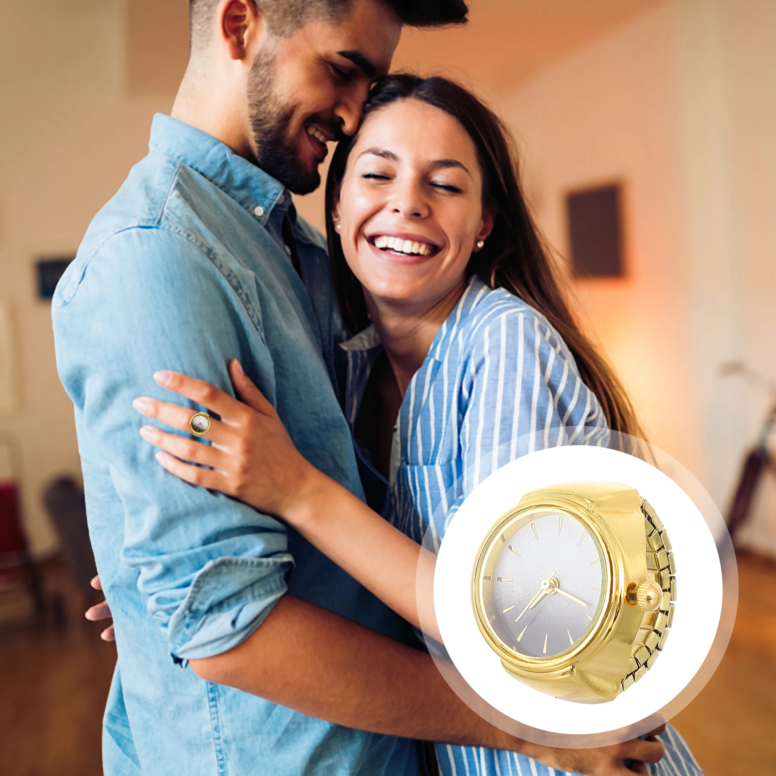 

Finger Round Quartz Ring Watch Elastic Finger Ring Watch For Women Men Fashion Casual Decorative Festival Gift