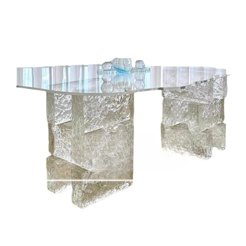 Acrylic plate cloud coffee table desktop crystal glass brick modern simple living room transparent table photo props different